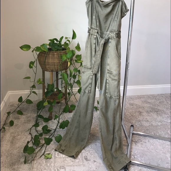 NWT Free People 90’s Straight Leg Sage Utility Jumpsuit - Picture 5 of 12